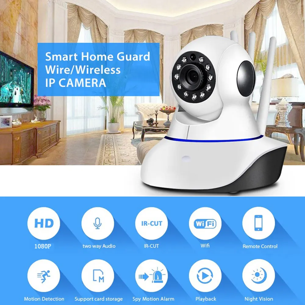 HD 1080P Wireless WIFI IP Camera Home Indoor Security Monitor Smart Network Video System Two Way Audio / Night Vision
HD 1080P Wireless WIFI IP Camera Home Indoor Security Monitor Smart Network Video System Two Way Audio / Night Vision