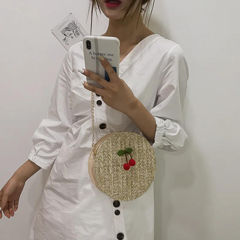2019 Summer New Style Korean-style Versitile Fashion Straw Cherry Small round Bag Shoulder Diagonal Bag with Chain
2019 Summer New Style Korean-style Versitile Fashion Straw Cherry Small round Bag Shoulder Diagonal Bag with Chain