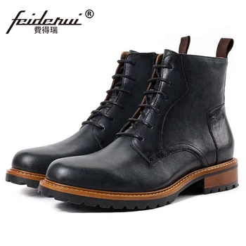 High Quality Man Platform Military Riding Shoes Genuine Leather Round Toe Laces Men's High-Top Western Ankle Boots SS669 
High Quality Man Platform Military Riding Shoes Genuine Leather Round Toe Laces Men's High-Top Western Ankle Boots SS669