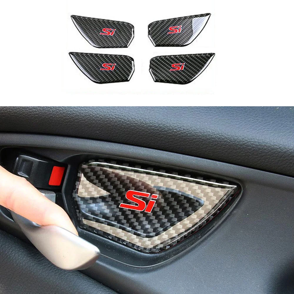 Накладка на дверную ручку из углеродного волокна для Honda Civic Si 2017 2018 2019 аксессуары