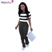 HAOOHU Sport Women Set Two Piece Set Tracksuit Striped Tee Tops Stacked Jogger Sweatpants Suit Fitness Outfit Matching Set 
HAOOHU Sport Women Set Two Piece Set Tracksuit Striped Tee Tops Stacked Jogger Sweatpants Suit Fitness Outfit Matching Set
