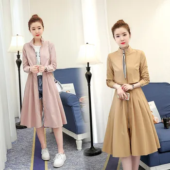 2019 Spring Autumn Women Long Trench Coat Korean Long Sleeve Zipper Stand Collar Slim Female Windbreaker Pleated Dress hl429 
2019 Spring Autumn Women Long Trench Coat Korean Long Sleeve Zipper Stand Collar Slim Female Windbreaker Pleated Dress hl429