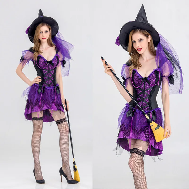 

New Style Photo Shoot New Products Halloween Purple Witch Uniform Export Japan Witch Game Clothing Witch Cosp