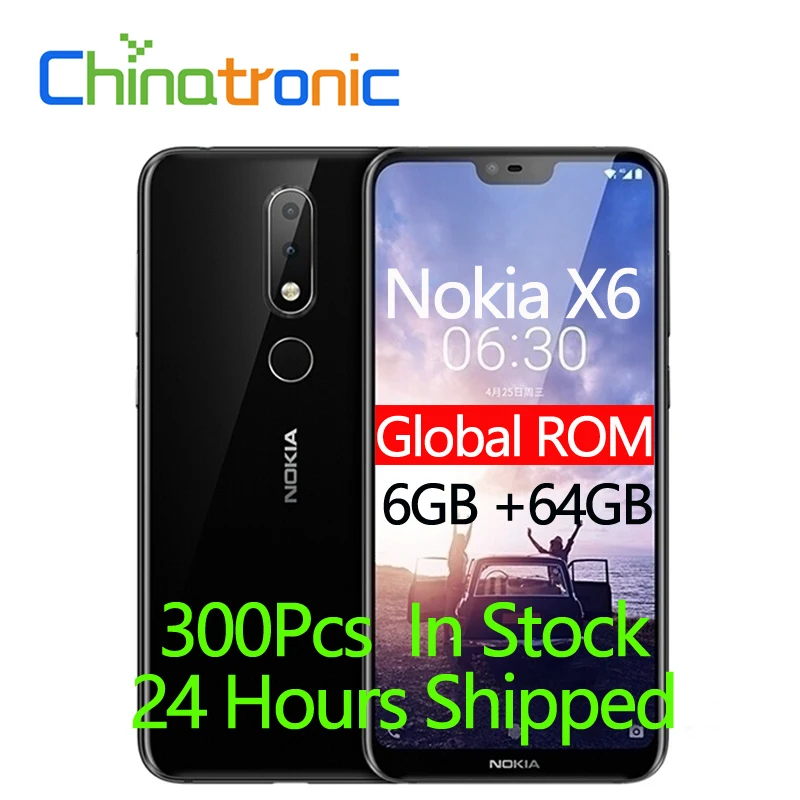 

Global ROM Nokia X6 6GB 64GB Android O 4G FDD LTE Mobile Phone 5.8"19:9 FHD+ Snapdragon 636 Octa-core 3060mAh Fingerprint ID