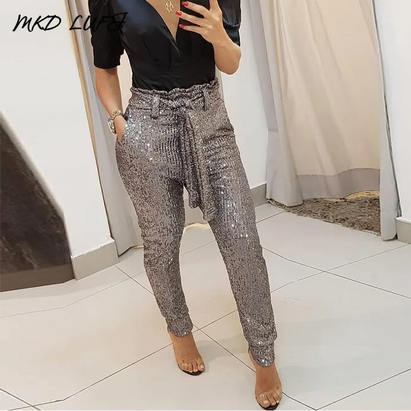 Women High Waist Belted Slinky Pencil Pants with Pockets Sequined Wrap Waist Long Trousers Ladies Party Club Pants
Women High Waist Belted Slinky Pencil Pants with Pockets Sequined Wrap Waist Long Trousers Ladies Party Club Pants