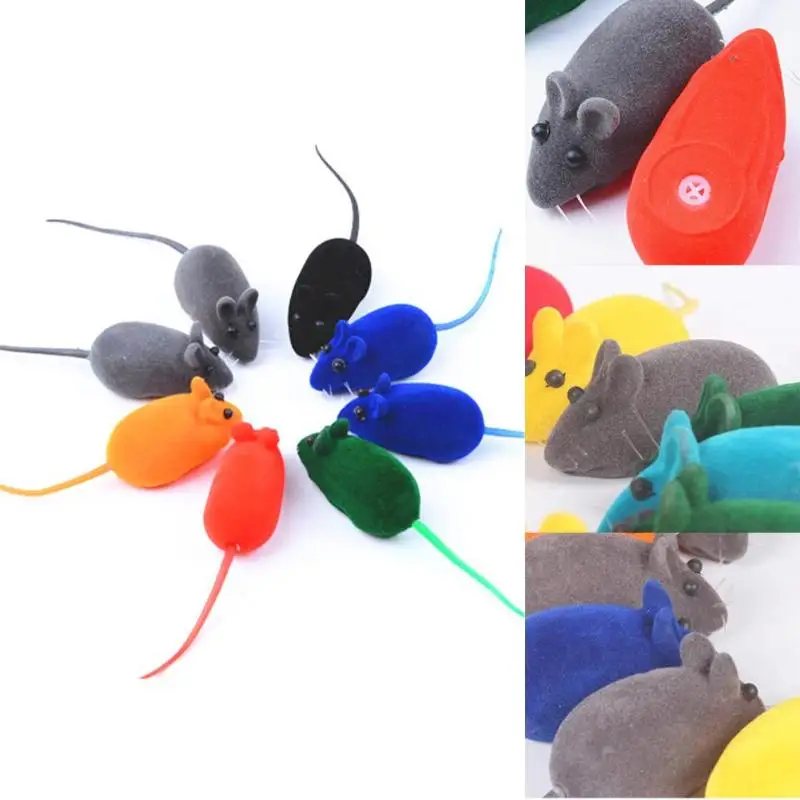 Creative Cat Toys Mini Sound Mouse Pet Kitten Toy Flocking Mouse Realistic Sound Plush Cat Rubber Interactive Toy