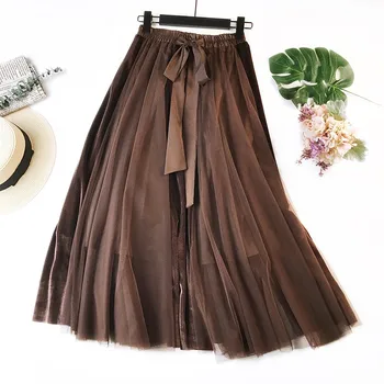 Elastic Waist Women Velvet Skirt A-line Long Length Casual Korean Style New 2020 Mesh Patchwork Fluffy Multicolor Skirts Female
Elastic Waist Women Velvet Skirt A-line Long Length Casual Korean Style New 2020 Mesh Patchwork Fluffy Multicolor Skirts Female