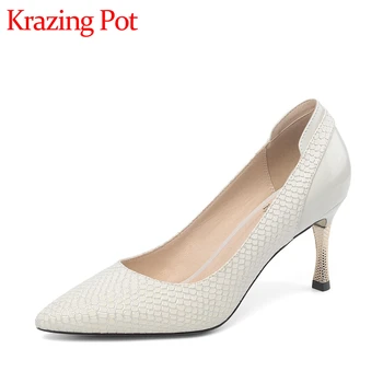 Krazing Pot 2020 hot solid cow leather snack pattern pointed toe thin high heels office lady mature modern cozy summer pumps L20
Krazing Pot 2020 hot solid cow leather snack pattern pointed toe thin high heels office lady mature modern cozy summer pumps L20