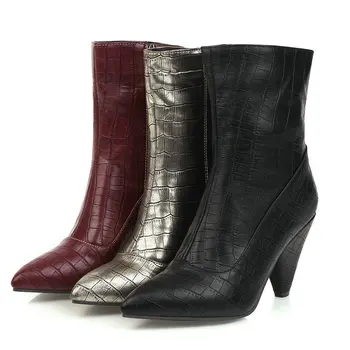 Women Spike Heels Boots Pu Leather High Heel Ankle Boots Pointed Toe Zipper Autumn Winter Women Shoes Black Red Gold
Women Spike Heels Boots Pu Leather High Heel Ankle Boots Pointed Toe Zipper Autumn Winter Women Shoes Black Red Gold
