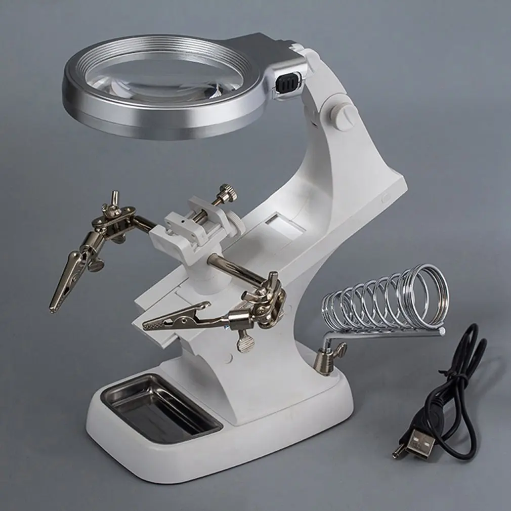 Welding Magnifying Glass with LED Light 3X-4.5X lens Auxiliary Clip Loupe Desktop Magnifier Third Hand Soldering Repair
Welding Magnifying Glass with LED Light 3X-4.5X lens Auxiliary Clip Loupe Desktop Magnifier Third Hand Soldering Repair