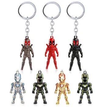 

Anime Avengers Iron Man Keychains Marvel X-Men Deadpool Metal Keyrings Car Key Chains Holder Pendants Accessories Figure Toys