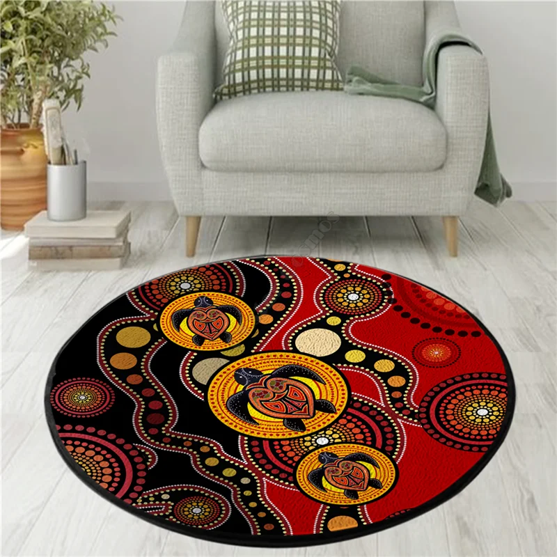 

Aboriginal Turtles Australia Indigenous Painting Art Circle Rug 3D printed Non-slip Mat Dining Living Room Soft Bedroom Carpet