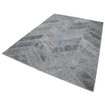 191x262 Cm Grey Handmade Modern Patchwork Rug-6x9 Ft 
191x262 Cm Grey Handmade Modern Patchwork Rug-6x9 Ft