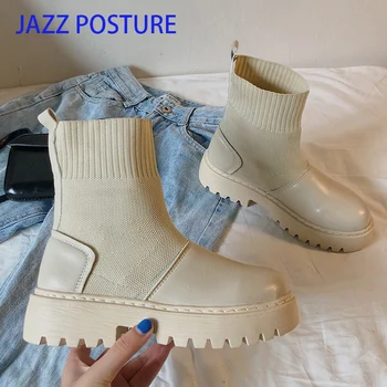 Women's platform Ankle Boots 2020 New spring Fashion Solid Round Toe Knitting leather Boots ladies Casual Slip-On Shoes z399
Women's platform Ankle Boots 2020 New spring Fashion Solid Round Toe Knitting leather Boots ladies Casual Slip-On Shoes z399