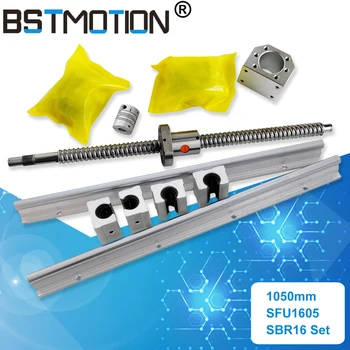 1050mm Linear guide rail SBR16 RM1605 ball screw with Nut housing + BK12 BF12 Support and coupling for CNC parts