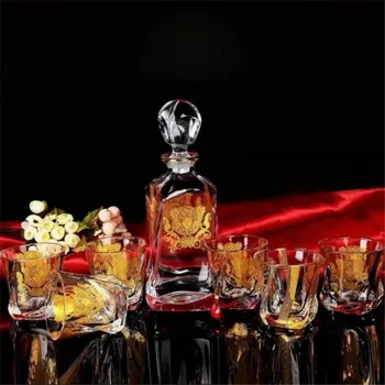 Whisky Wine Set Crystal Glass Drinking Set 6 Pieces Wine Glasses & 750ml Bottles Gold Czech Style Bars Set Wedding Gifts
Whisky Wine Set Crystal Glass Drinking Set 6 Pieces Wine Glasses & 750ml Bottles Gold Czech Style Bars Set Wedding Gifts