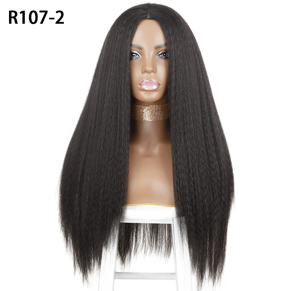 Фото Синтетические длинные прямые волосы Yaki AZQUEEN парики для черных женщин афро-волосы