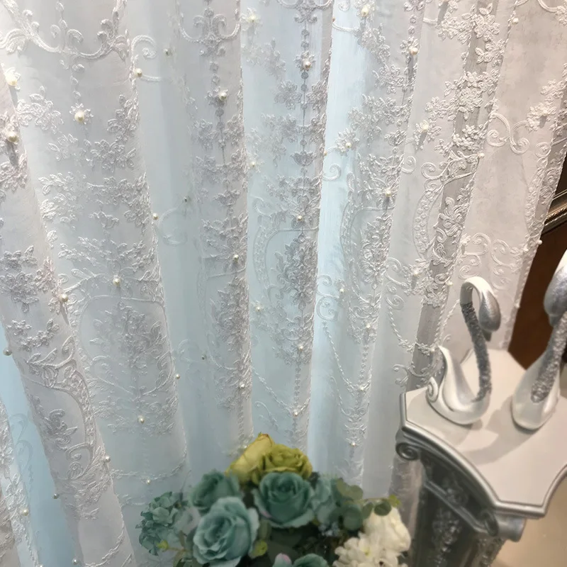 White Lace Pearl Window Screen Elegant Romantic Style Living Room Curtain Embroidery Wedding Sheer Tulle Curtains Cortina ZH040
White Lace Pearl Window Screen Elegant Romantic Style Living Room Curtain Embroidery Wedding Sheer Tulle Curtains Cortina ZH040
