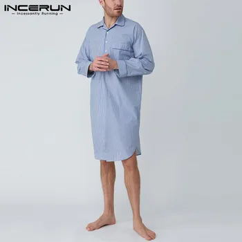 INCERUN Mens Leisure Sleep Robes Long Sleeve Lapel Fashion Striped Patchwork Nightwear Loose Comfortable Sleepwear Robes S-5XL
INCERUN Mens Leisure Sleep Robes Long Sleeve Lapel Fashion Striped Patchwork Nightwear Loose Comfortable Sleepwear Robes S-5XL