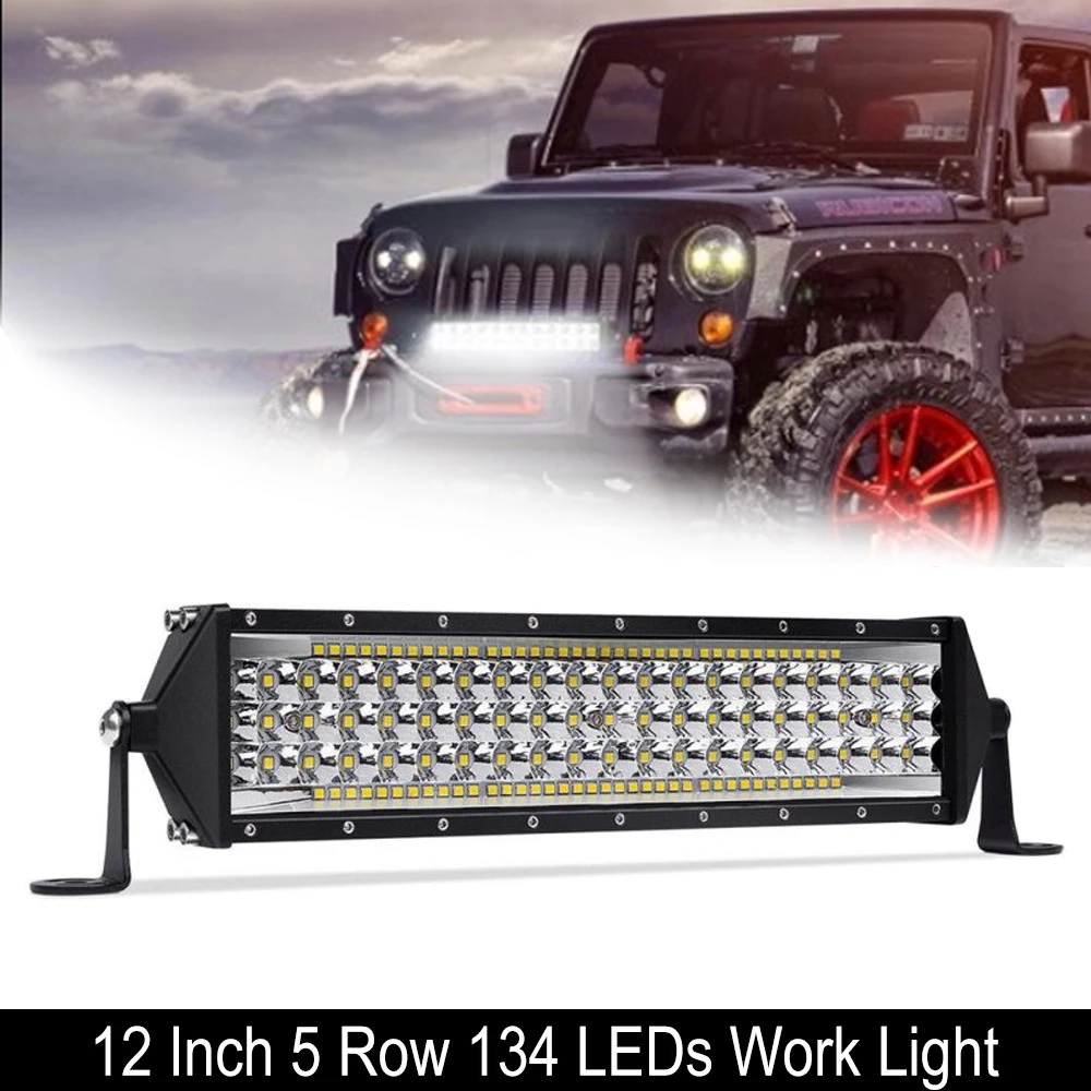 

12 Inch 5 Rows 134 LED Light Bar/Work Light Spot Flood Driving Fog Lamp 12V 24V Car Jeep Offroad Truck Tractor 4x4 SUV ATV Boat