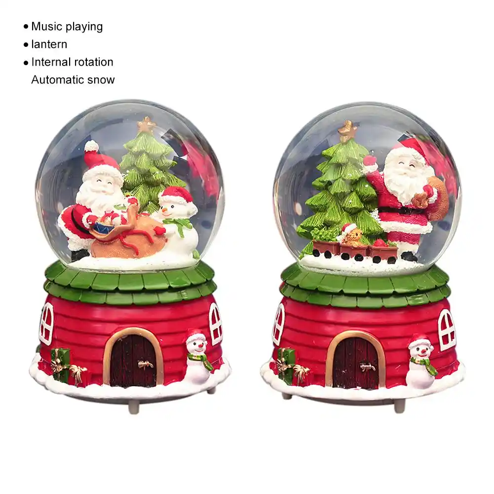 christmas music box santa snowman crystal ball lighting music