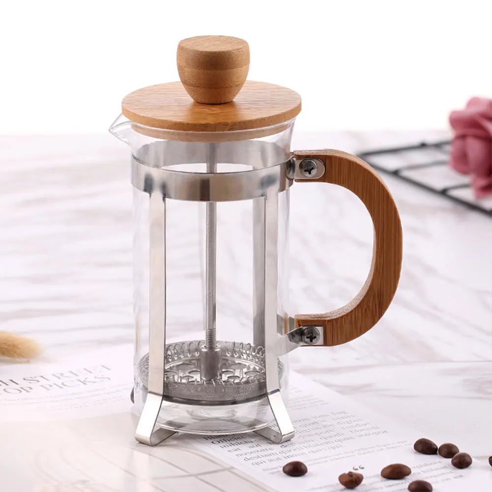 French Coffee Pot Heat-Resistant Filter 350ml Wooden Cover French Press Coffeepot Stainless Steel Elegant Glass Teapot
French Coffee Pot Heat-Resistant Filter 350ml Wooden Cover French Press Coffeepot Stainless Steel Elegant Glass Teapot