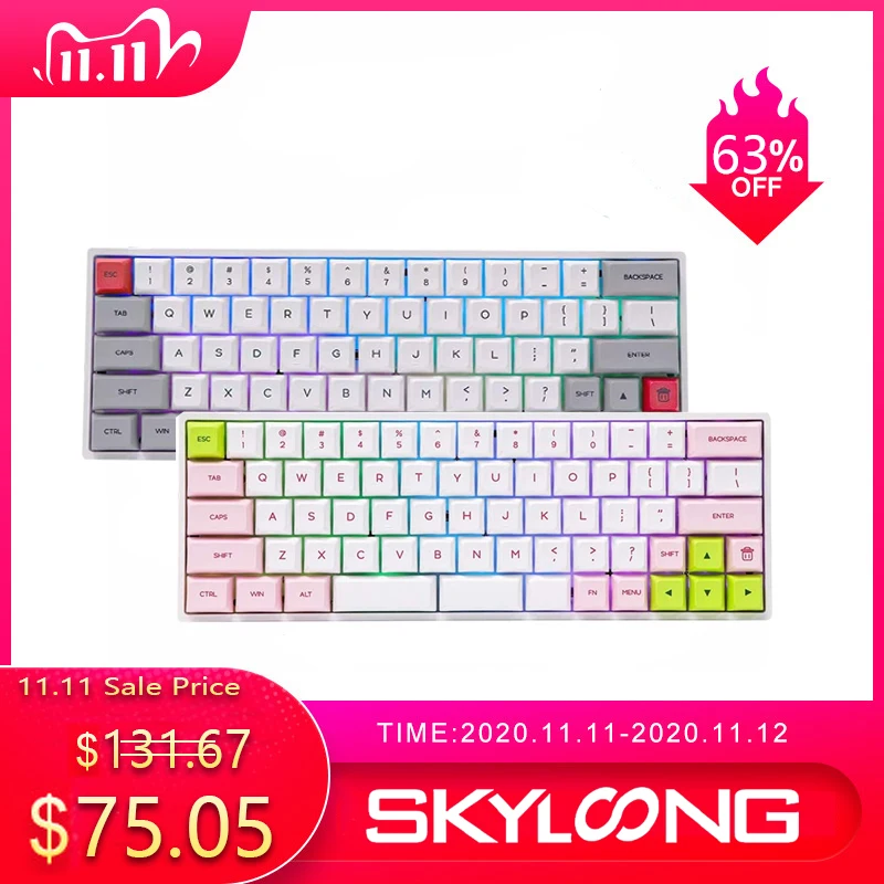 SKYLOONG SK66 Mechanical Gaming Keyboard RGB LED Rainbow Backlit Wired Keyboard PBT Keycaps With Gateron Switches For Win/Mic/PC
SKYLOONG SK66 Mechanical Gaming Keyboard RGB LED Rainbow Backlit Wired Keyboard PBT Keycaps With Gateron Switches For Win/Mic/PC