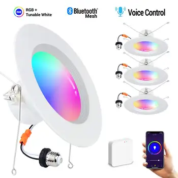 BOAZ 6 Inch Bluetooth Mesh RGBCW Led Downlight Dimmable Recessed Ceiling Lamp Voice Control by Alexa Googlehome for Living Room
BOAZ 6 Inch Bluetooth Mesh RGBCW Led Downlight Dimmable Recessed Ceiling Lamp Voice Control by Alexa Googlehome for Living Room