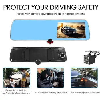 D618 5 inch 3 Lens 1080P HD Auto DVR Rearview Mirror Kit with Camera Universal Supporting TF Card Read Video Recording
D618 5 inch 3 Lens 1080P HD Auto DVR Rearview Mirror Kit with Camera Universal Supporting TF Card Read Video Recording