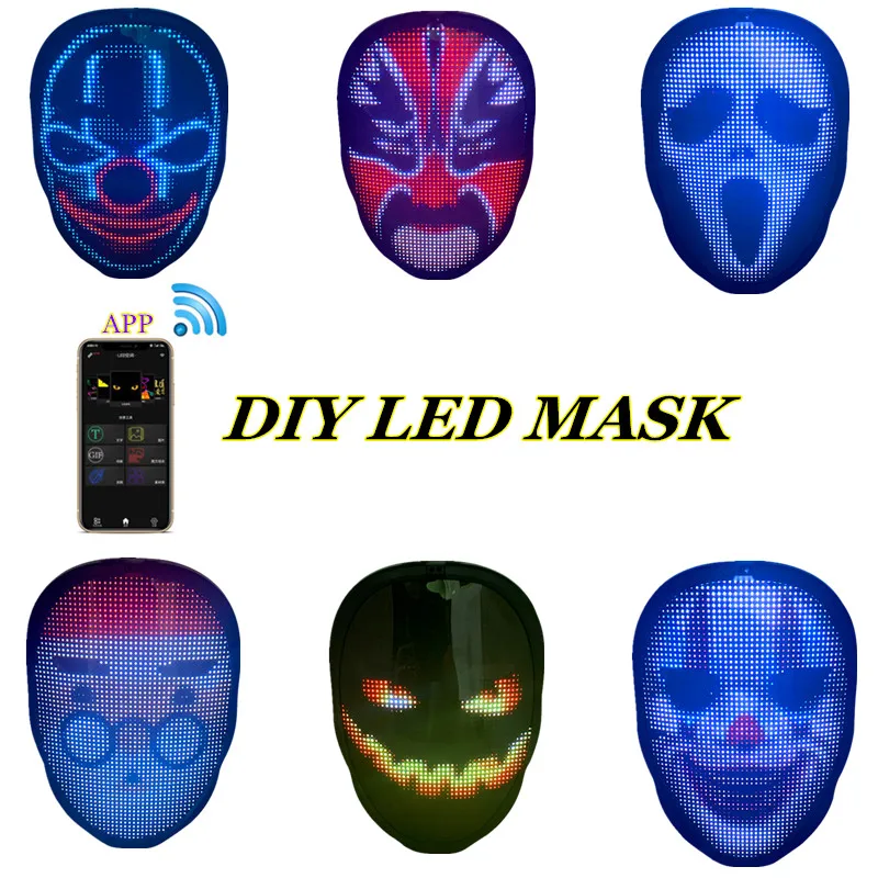 New Arrival Halloween Party DIY Style LED Mask Face-Changing Glowing Mask APP Control Shining Mask For Holiday DJ Party Carnival
New Arrival Halloween Party DIY Style LED Mask Face-Changing Glowing Mask APP Control Shining Mask For Holiday DJ Party Carnival