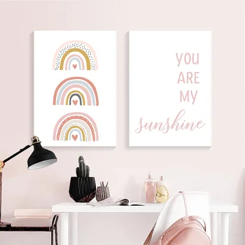 Pink Rainbow Canvas Print You Are My Sunshine Quotes Painting Nursery Wall Art Poster Nordic Wall Pictures Kids Baby Room Decor
Pink Rainbow Canvas Print You Are My Sunshine Quotes Painting Nursery Wall Art Poster Nordic Wall Pictures Kids Baby Room Decor