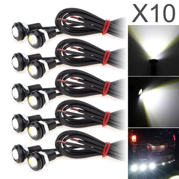 

10pcs White 6000K Eagle Eye 9W 18MM 5730 Chip Car Fog Light DRL Bulb Reverse Backup Parking Signal 110-120LM for Car Vehicle