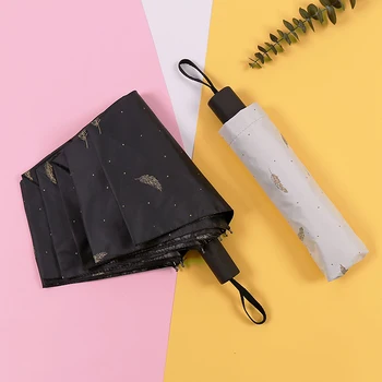 Feather Pattern Women Umbrella,Gold pattern Rain and Sun Folding Beach anti-UV Small Umbrellas Female Parasol Black Coating
Feather Pattern Women Umbrella,Gold pattern Rain and Sun Folding Beach anti-UV Small Umbrellas Female Parasol Black Coating