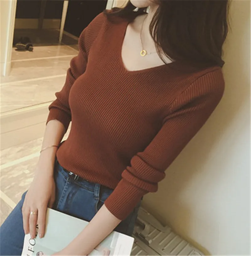 Autumn V Neck Sweater Knitted Fashion Womens Sweaters 2018 Winter Tops For Women Pullover Jumper Pull Femme
Autumn V Neck Sweater Knitted Fashion Womens Sweaters 2018 Winter Tops For Women Pullover Jumper Pull Femme