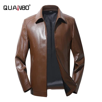 QUANBO 2019 New High Quality Motorcycle Leather Jacket Mens Turn Collar Casual Coats Spring Autumn Men Brown Leather Jacket
QUANBO 2019 New High Quality Motorcycle Leather Jacket Mens Turn Collar Casual Coats Spring Autumn Men Brown Leather Jacket
