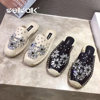 Crystal Flower Espadrilles Women Flat Hemp Shoes Round Toe Female Rhinestone Mules Slippers Slip On Ladies Spring Suede Loafers
Crystal Flower Espadrilles Women Flat Hemp Shoes Round Toe Female Rhinestone Mules Slippers Slip On Ladies Spring Suede Loafers