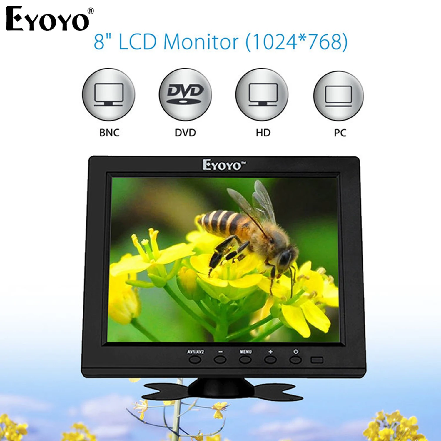 Eyoyo EM08B 8 Inch Portable CCTV Mini TV Monitor TFT LCD Screen 1024x768 Display With VGA BNC HDMI For Security Surveillance
Eyoyo EM08B 8 Inch Portable CCTV Mini TV Monitor TFT LCD Screen 1024x768 Display With VGA BNC HDMI For Security Surveillance