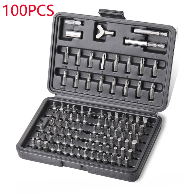 100pcs Mini Screwdriver Set Chrome Vanadium Steel Tamper Proof Phillips Torx Hex Star Screw Driver Bit Set for Home Repair Tools
100pcs Mini Screwdriver Set Chrome Vanadium Steel Tamper Proof Phillips Torx Hex Star Screw Driver Bit Set for Home Repair Tools