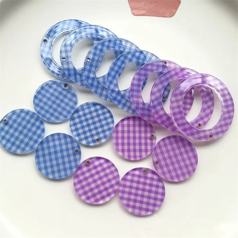 

New style 40pcs/lot color lattice print geometry rounds shape acrylic beads diy jewelry earring/garment pendant accessory