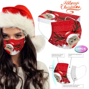 Adult Christmas Face Masks Disposable elk Printed Mask Three-layer Non-woven FaceMasks 20pc Elastic Earloop Mascarilla маски 
Adult Christmas Face Masks Disposable elk Printed Mask Three-layer Non-woven FaceMasks 20pc Elastic Earloop Mascarilla маски