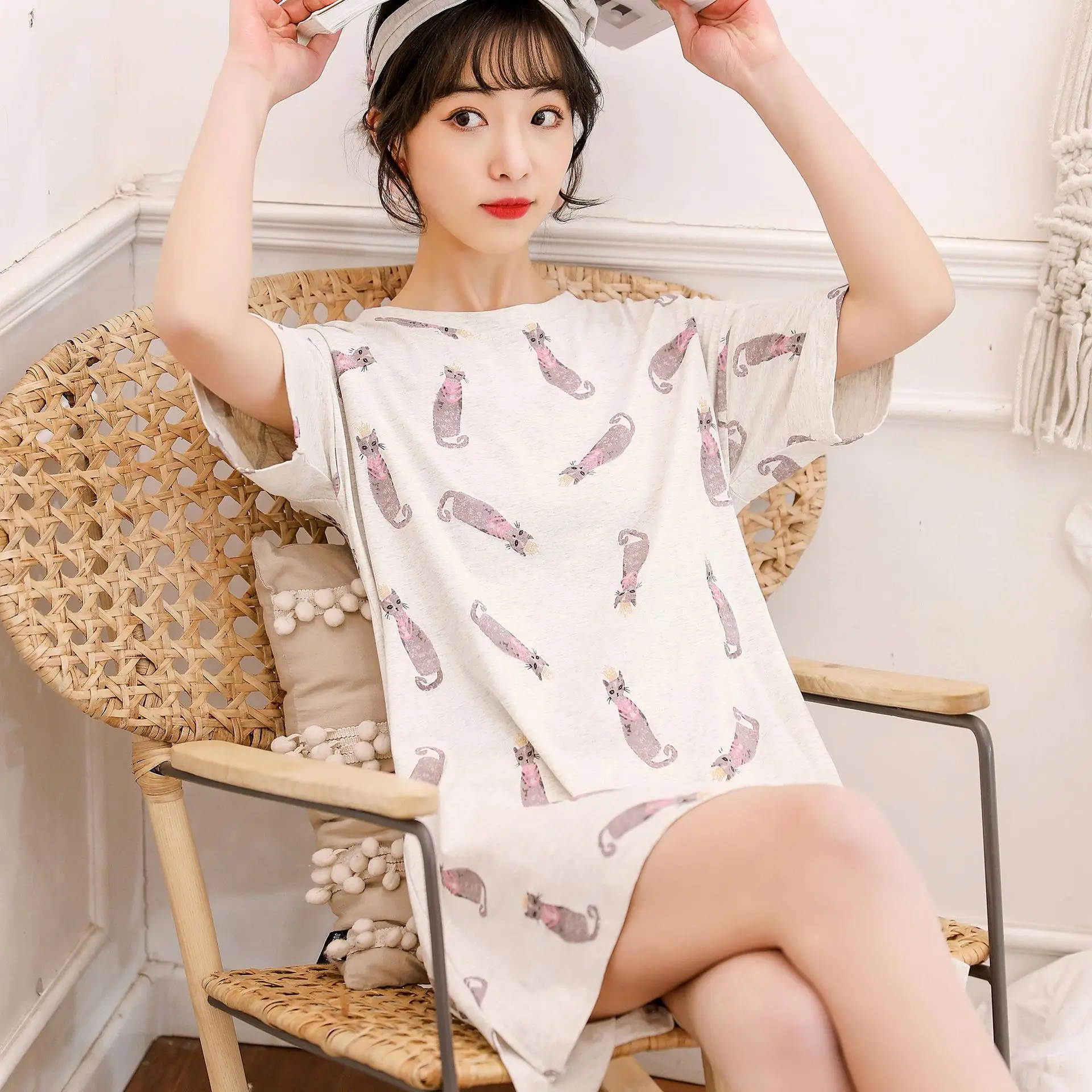 Pajamas Women's Summer Nightgown Short Skirt Short Sleeve Half Sleeve Thin Cute Pure Cotton Cotton Students Korean-style Summer
Pajamas Women's Summer Nightgown Short Skirt Short Sleeve Half Sleeve Thin Cute Pure Cotton Cotton Students Korean-style Summer
