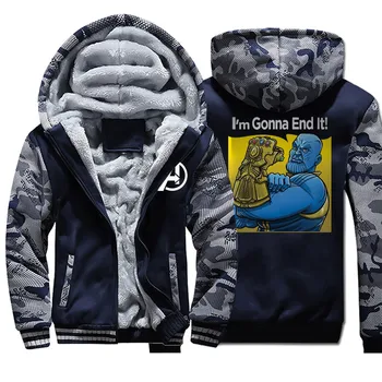 Thanos The Avengers hooded men i'm gonna end it hoodies camouflage plus velvet thick sweatshirt 2019 winter streetwear jackets
Thanos The Avengers hooded men i'm gonna end it hoodies camouflage plus velvet thick sweatshirt 2019 winter streetwear jackets