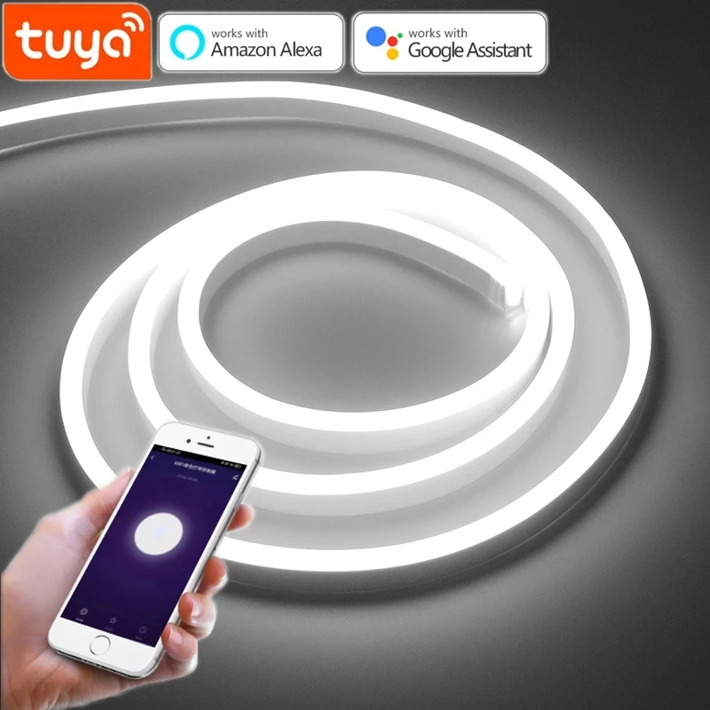 WIFI Neon Light LED Strip Tuya Smart Lamp With Push Button Switch APP Control led lights Work Alexa Google Home | Лампы и освещение