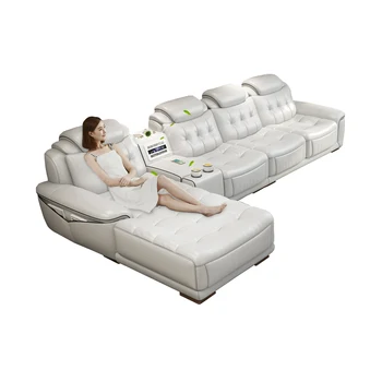 living room Sofa L shape corner genuine leather couch Nordic modern speaker sound system remote control Bluetooth air cleaner
living room Sofa L shape corner genuine leather couch Nordic modern speaker sound system remote control Bluetooth air cleaner