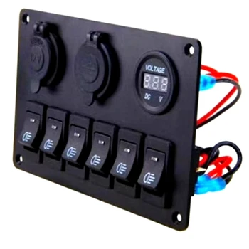 12V/24V Dual USB 6 Gang toggle waterproof enclosed rocker Switch Panel with Indicator Light Voltmeter and 1 cigar lighter socket
12V/24V Dual USB 6 Gang toggle waterproof enclosed rocker Switch Panel with Indicator Light Voltmeter and 1 cigar lighter socket