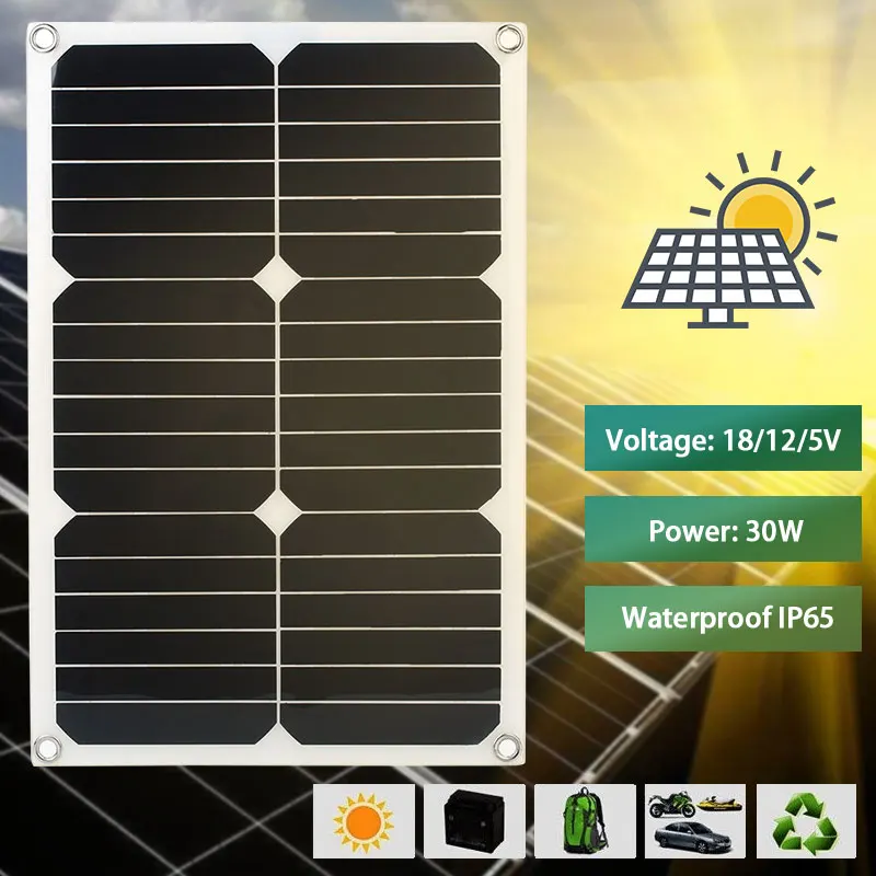 Cewaal Sunpower High Efficiency Solar Panel Dual USB Solar Cell Phone-Cell Solar Charger Battery 30W 18V 12V 5V Car
Cewaal Sunpower High Efficiency Solar Panel Dual USB Solar Cell Phone-Cell Solar Charger Battery 30W 18V 12V 5V Car