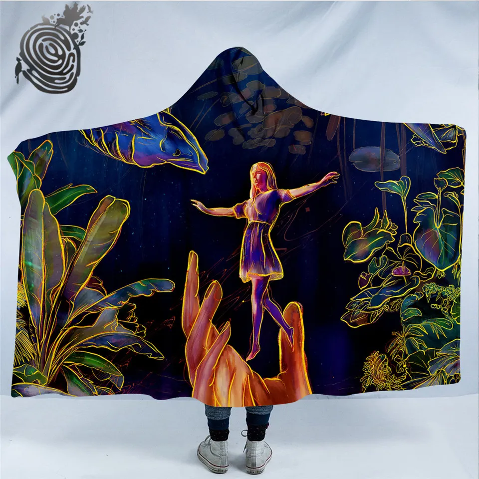 

Escapism от Archan Nair, одеяло с капюшоном, лист шерпа, Флисовое одеяло, эльф, акварельное, носимое одеяло, Psychedelic, одеяло с капюшоном