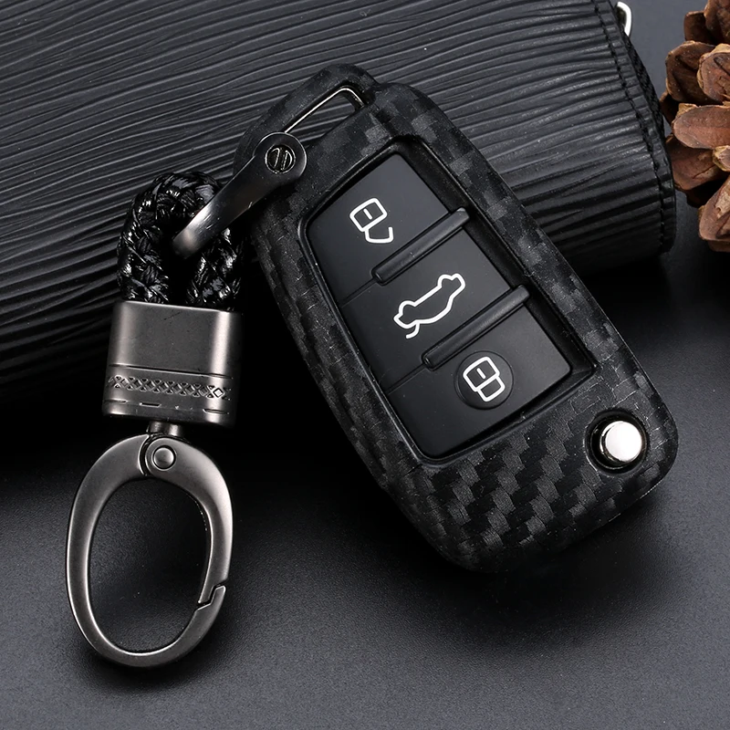 Чехол для Audi A3 8L 8P A4 B6 B7 B8 A6 C5 C6 4F RS3 Q3 Q7 TT из углеродного волокна с 3 кнопками