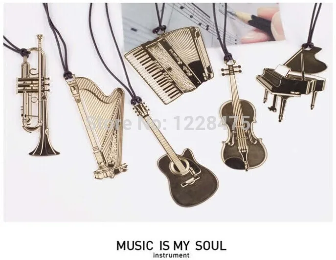 Фото 1pcs/lot Musical Instrument Metal Bookmark Best Gift For Reader Six Selsctions People Using | Канцтовары для офиса и дома
