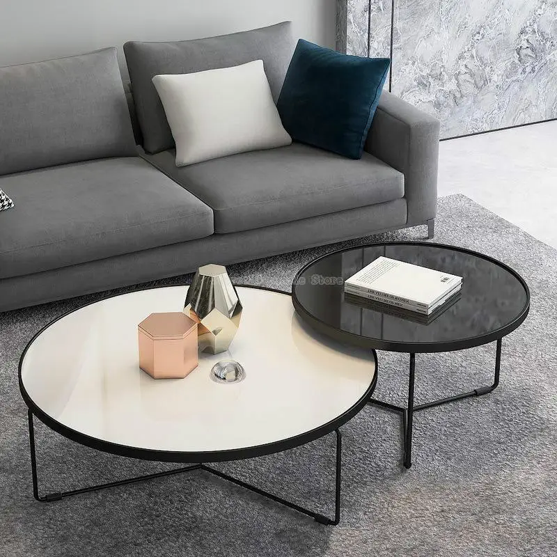 Round black and white Nordic creative coffee table living room modern minimalist iron foot marble light luxury tea table
Round black and white Nordic creative coffee table living room modern minimalist iron foot marble light luxury tea table